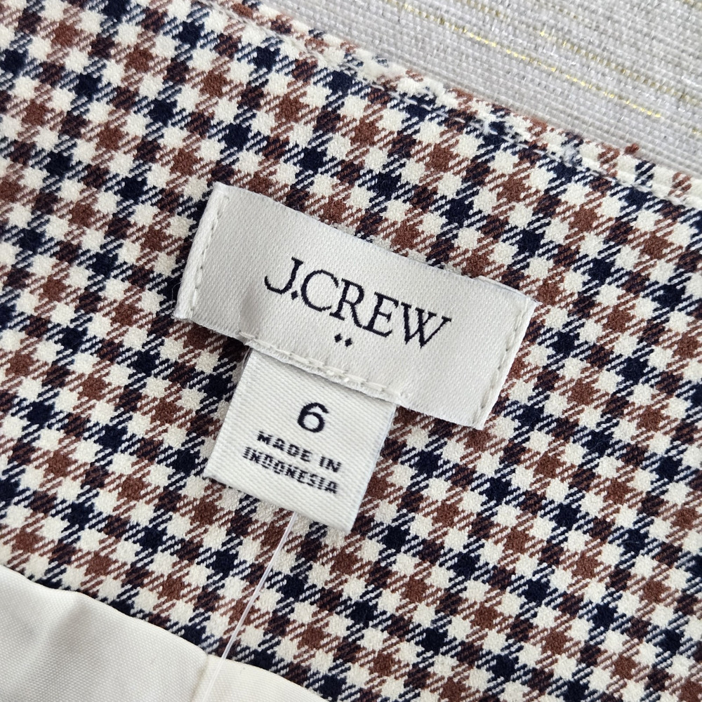 J Crew Vest Womens 6 Tan Blue Plaid Button Up Preppy Academia Career Casual NEW - Picture 4 of 13